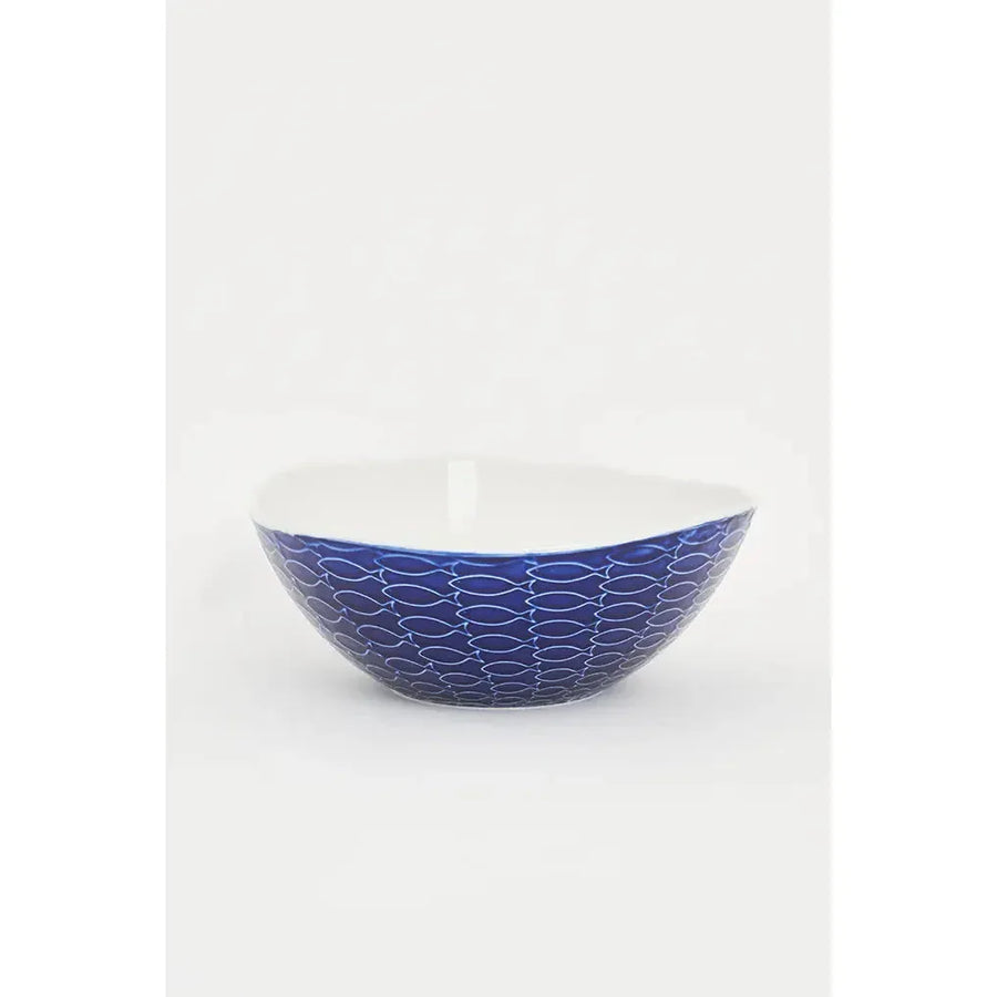 Large Ceramic Bowl with Embossed Fish