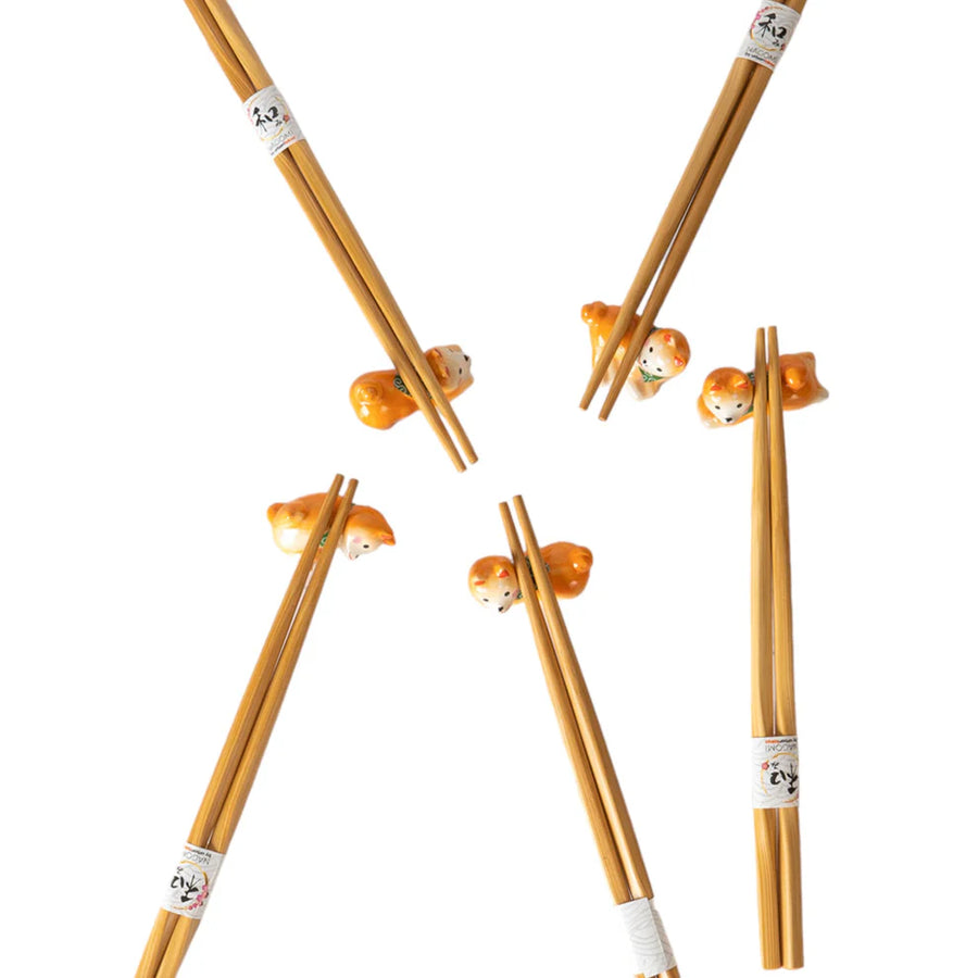 Shiba Inu Porcelain Chopsticks Rest Gift Set