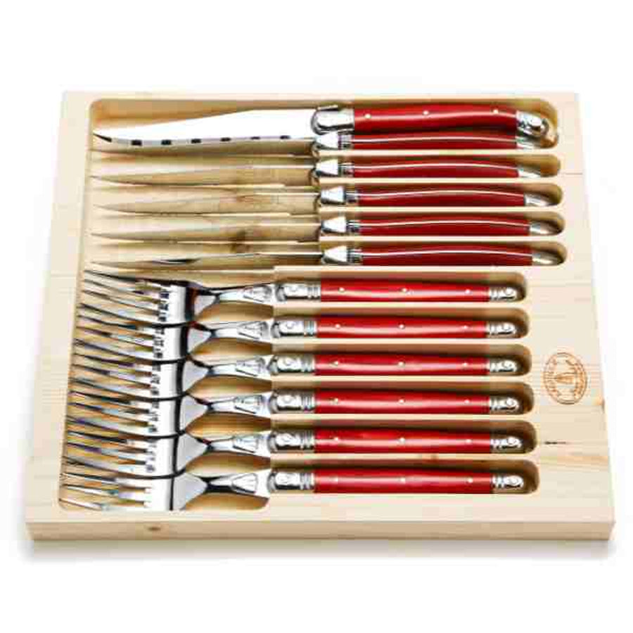 12 Pc Cutlery Set with Red Handles