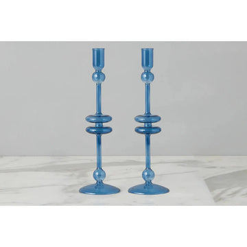 Saphire Glass Candlestick - Large