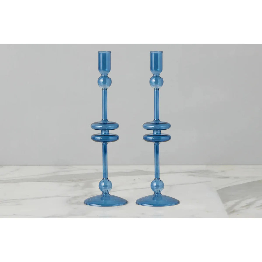 Saphire Glass Candlestick - Large