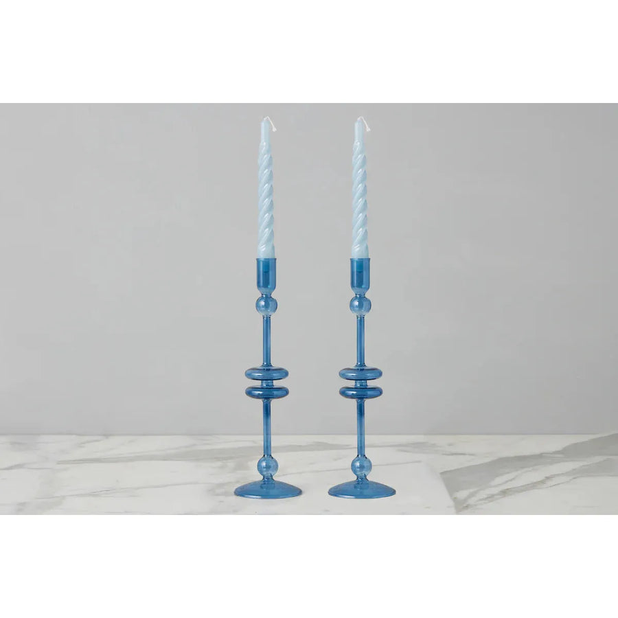 Saphire Glass Candlestick - Large