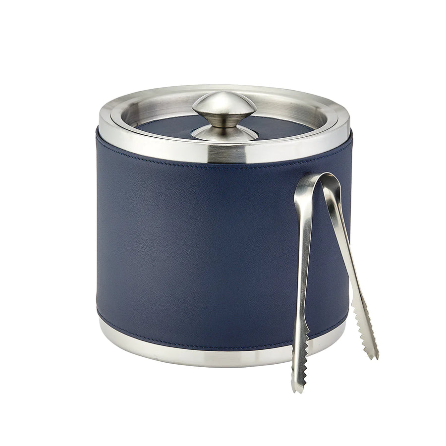 Blue Leather Wrapped Ice Bucket