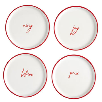Plates Merry Joy Believe Set 4