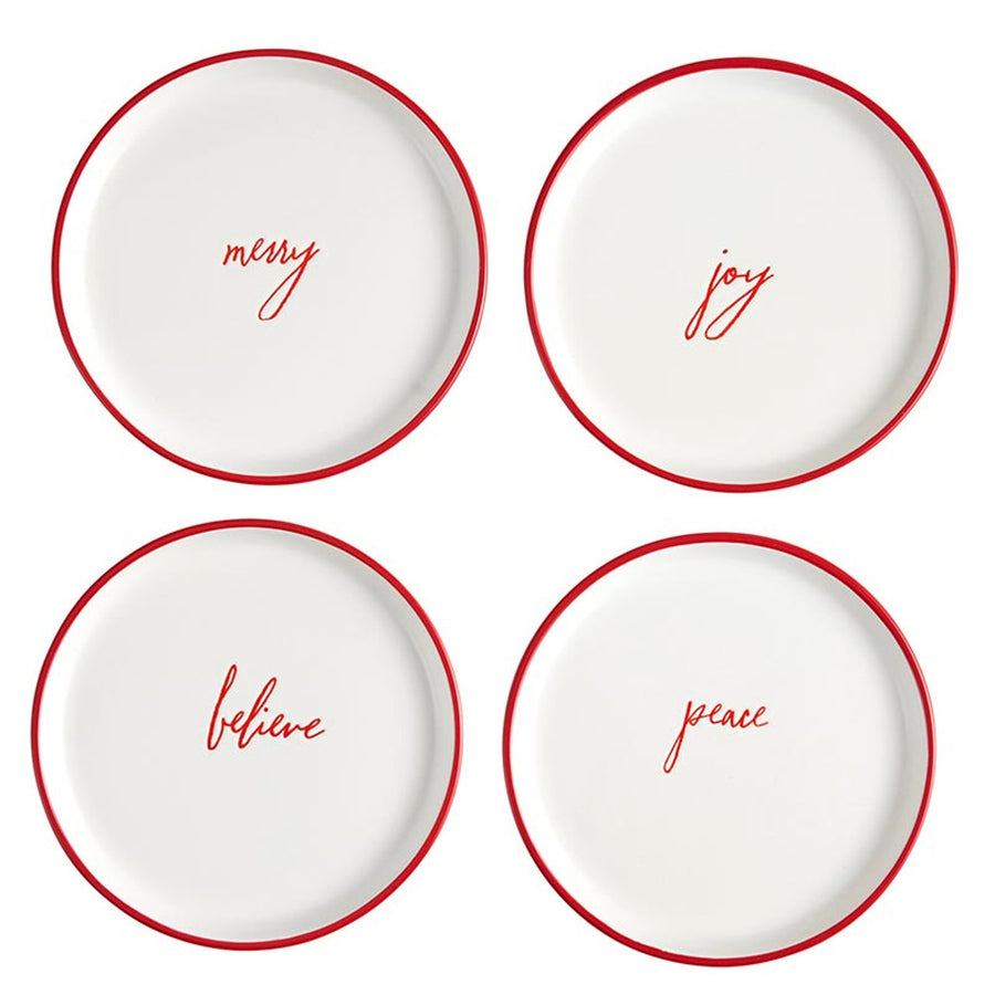 Plates Merry Joy Believe Set 4