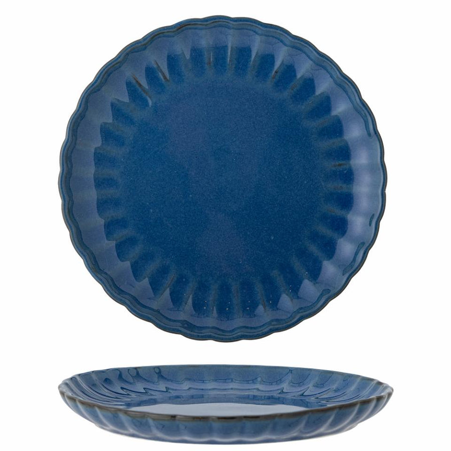Fluted Dessert Plate Glaze Blue