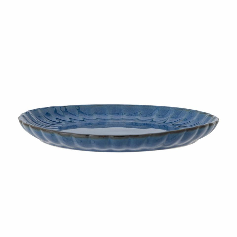 Fluted Dessert Plate Glaze Blue