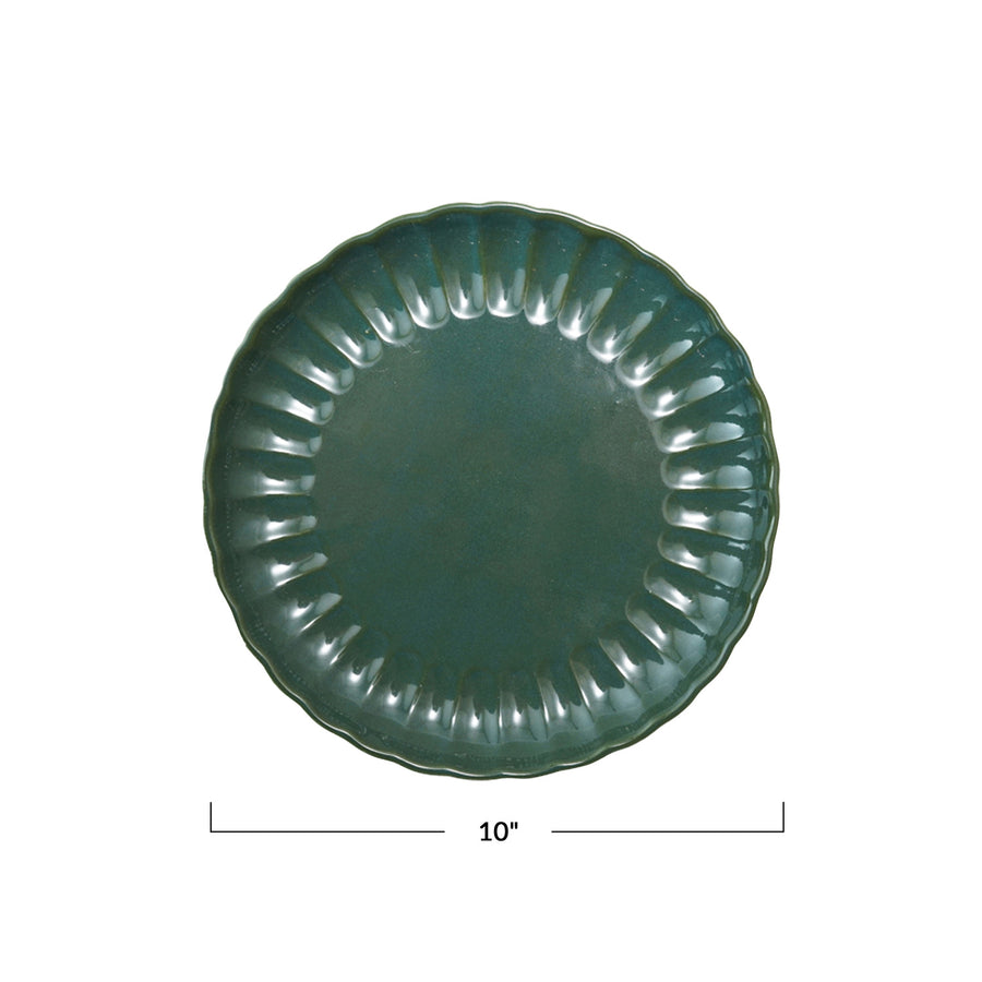 Fluted Dinner Plate Glaze Green