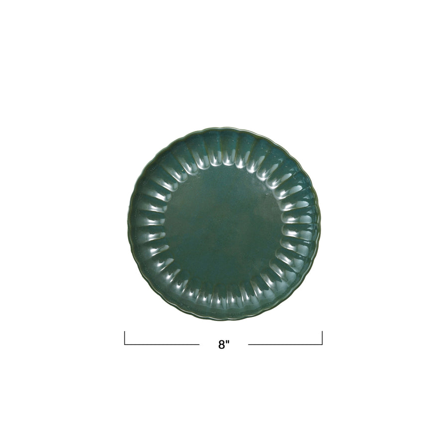 Fluted Plate Glaze Green