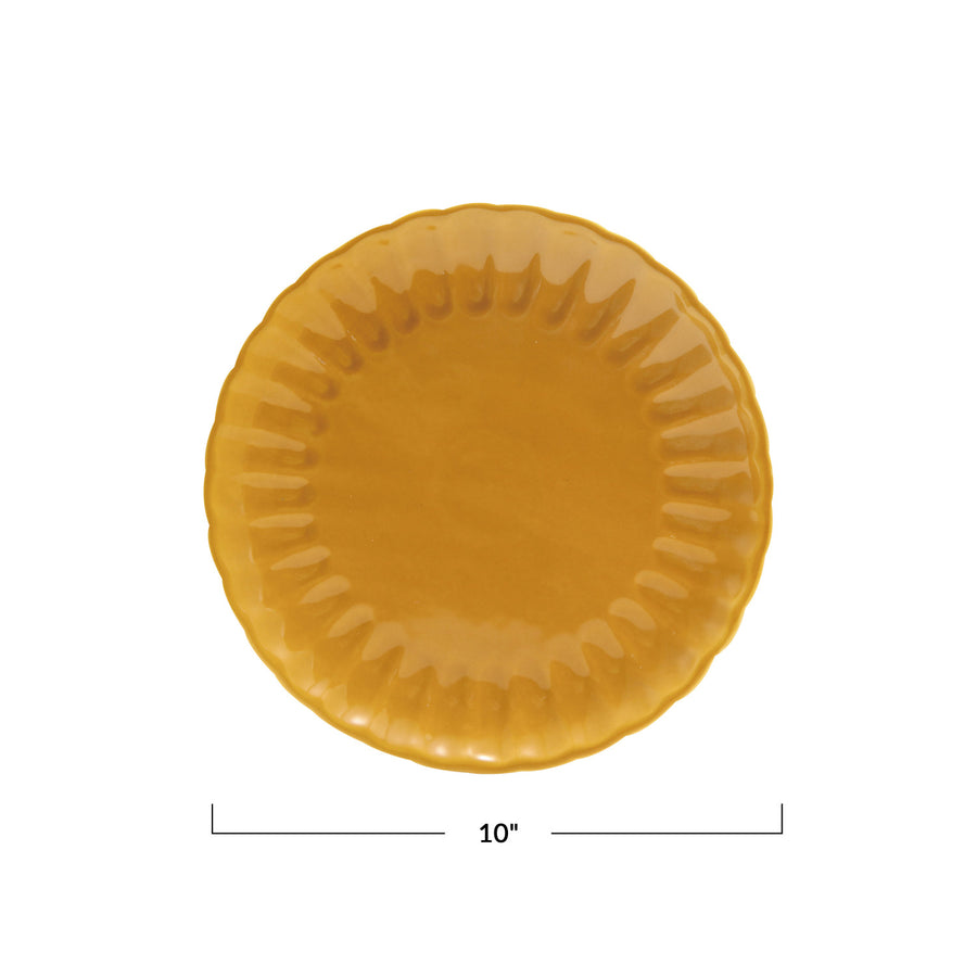 Fluted Dinner Plate Glaze Mustard
