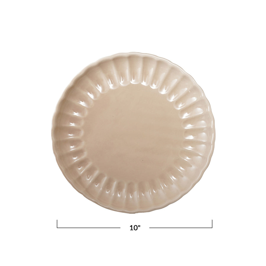 Fluted Dinner Plate Glaze Cream