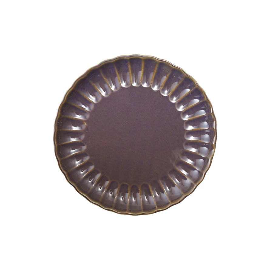Fluted Dinner Plate Glaze Plum