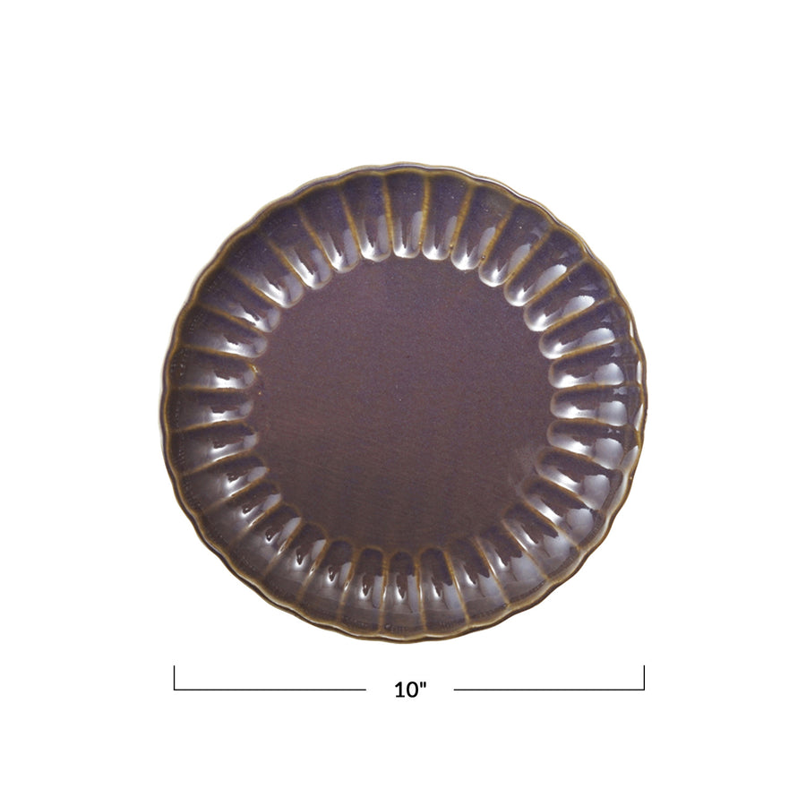 Fluted Dinner Plate Glaze Plum