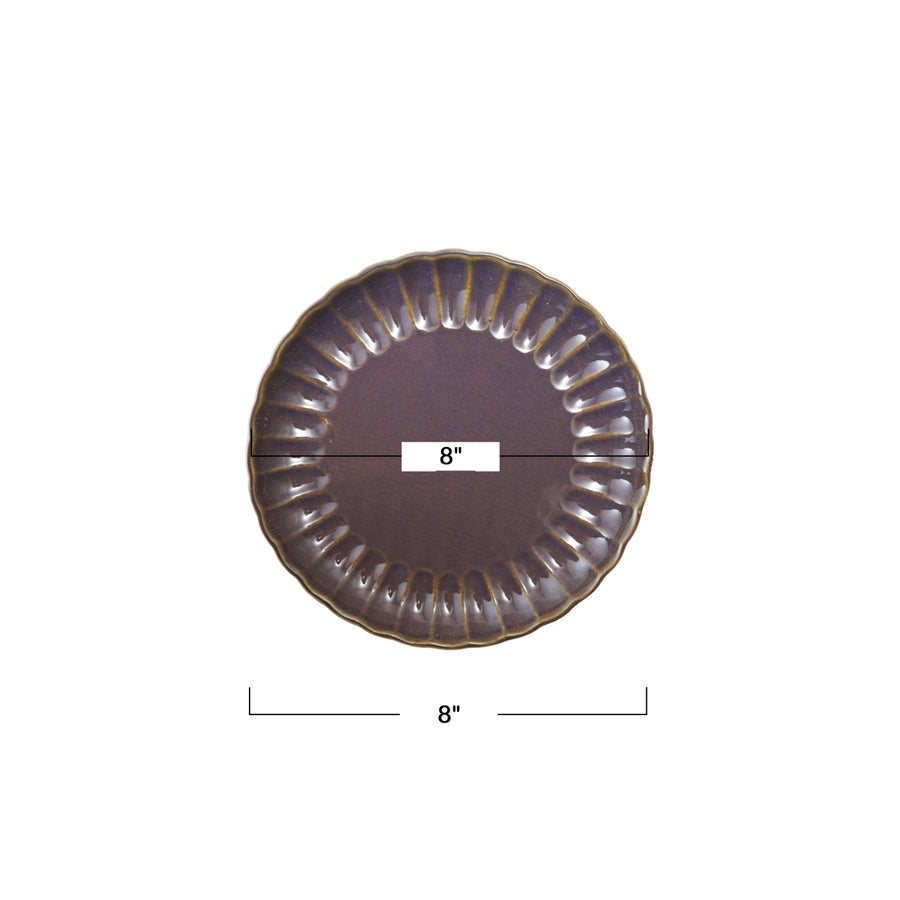 Fluted Dessert Plate Glaze Plum