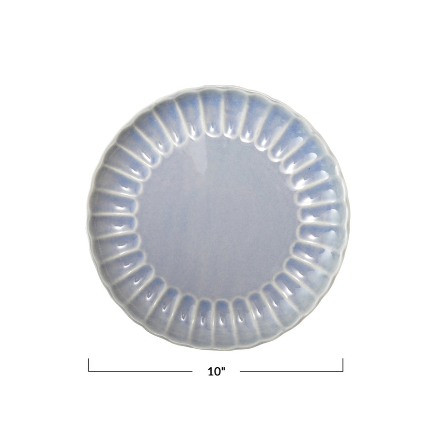 Fluted Dinner Plate Glaze Light Blue