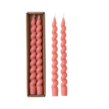 Twisted Taper Candles Box Pink