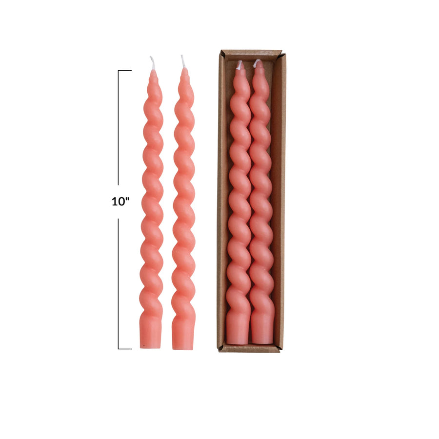 Twisted Taper Candles Box Pink