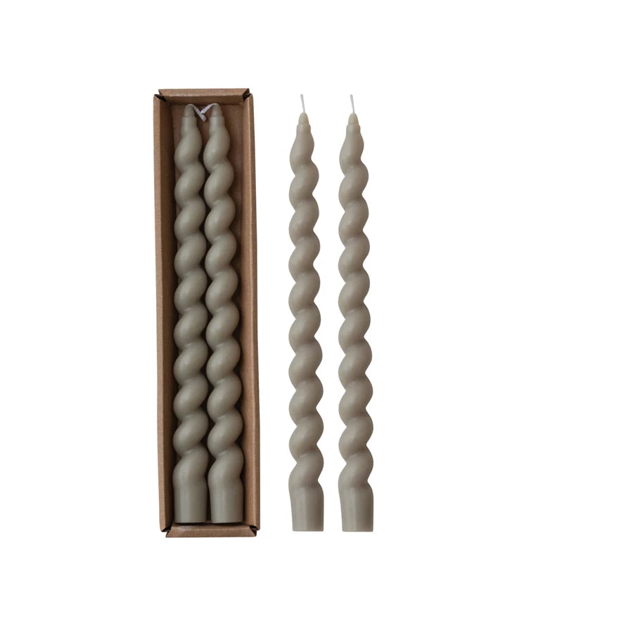 Twisted Taper Candles Box Grey