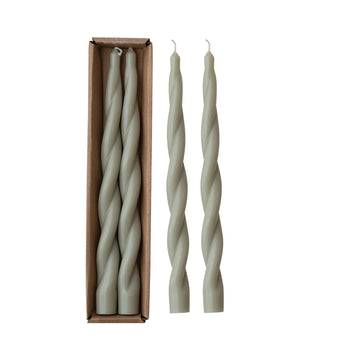 Twisted Taper Candles Box Grey