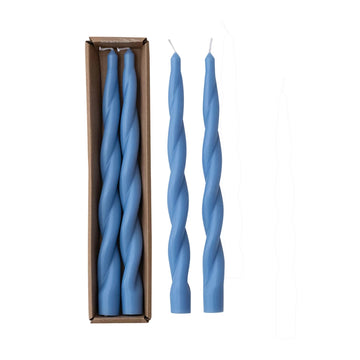 Twisted Taper Candles Blue Set