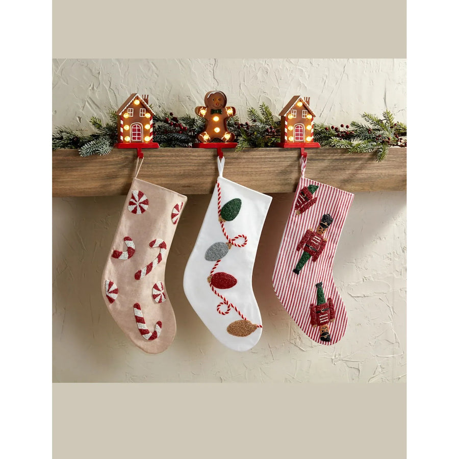 Candy Cane Beaded Stocking