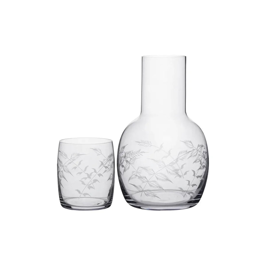 Crystal Carafe Set with Fern Design