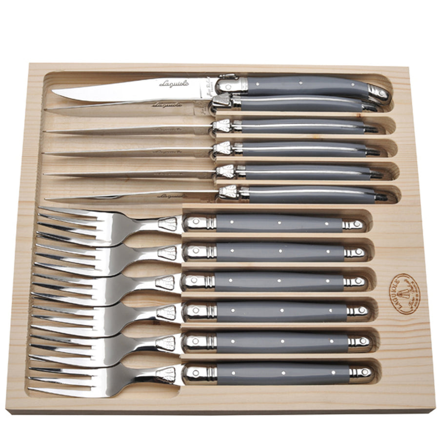 12 Pc Cutlery Set with Gray Handles