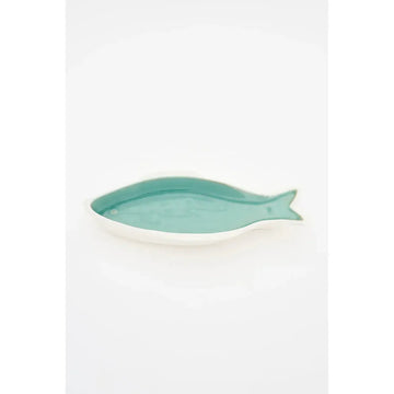 Green fish-shaped porcelain plate