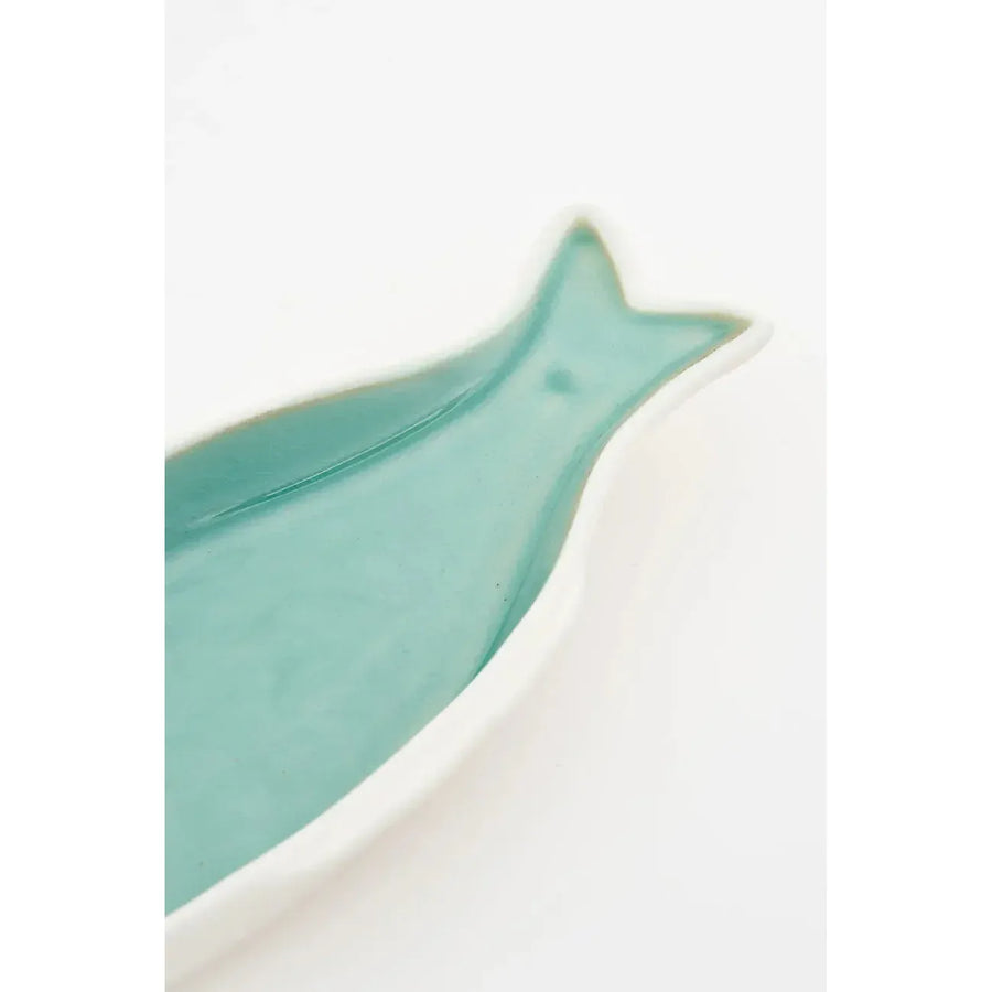 Green fish-shaped porcelain plate