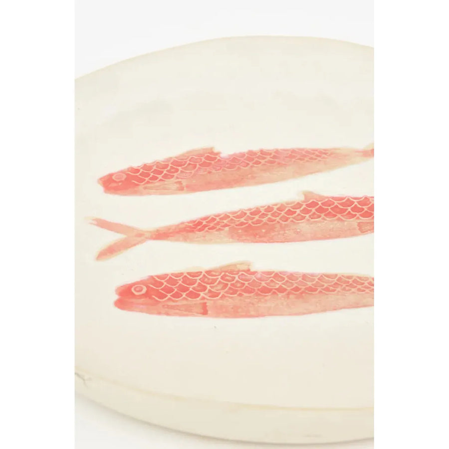 Large ceramic plate with fish