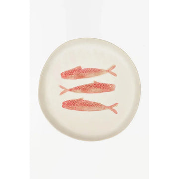 Large ceramic plate with fish