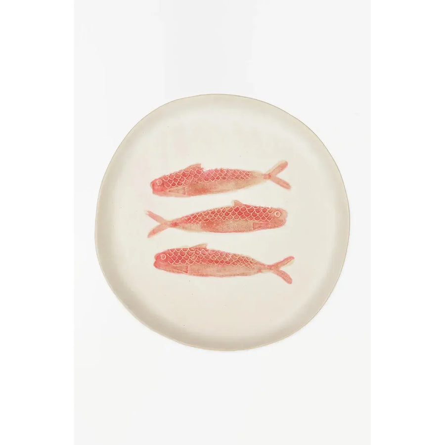 Large ceramic plate with fish