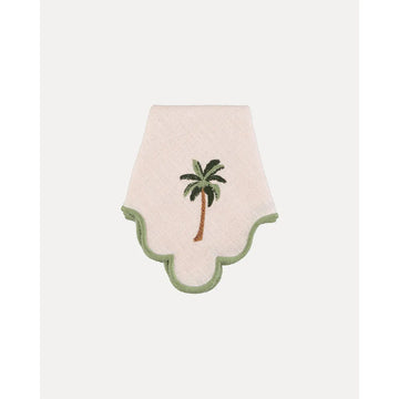 Wavy Napkin, Baby Pink with Palm Green