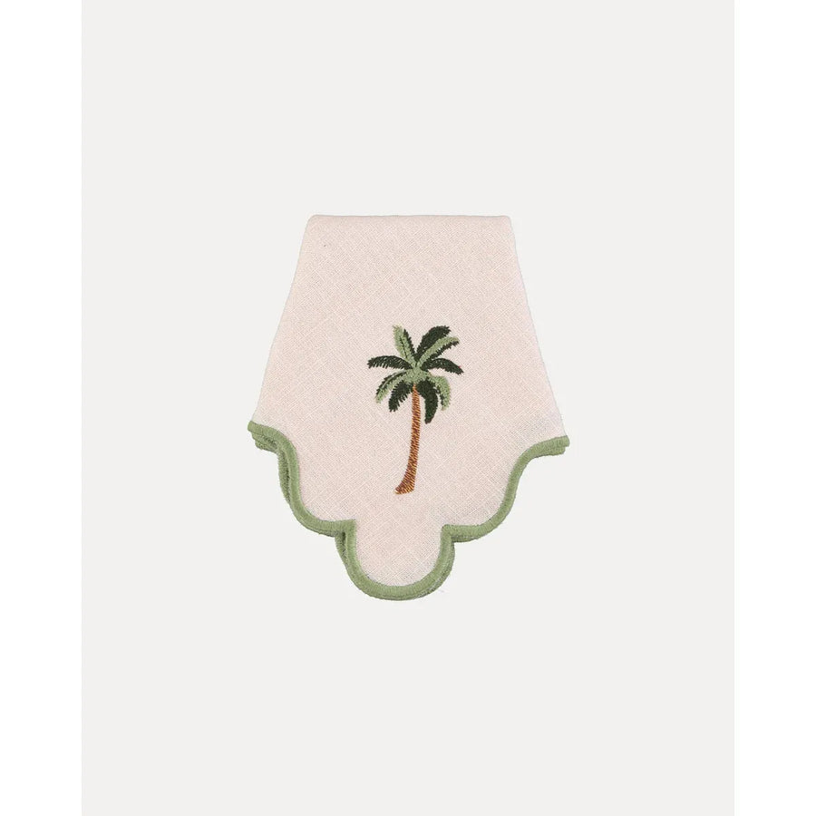 Wavy Napkin, Baby Pink with Palm Green