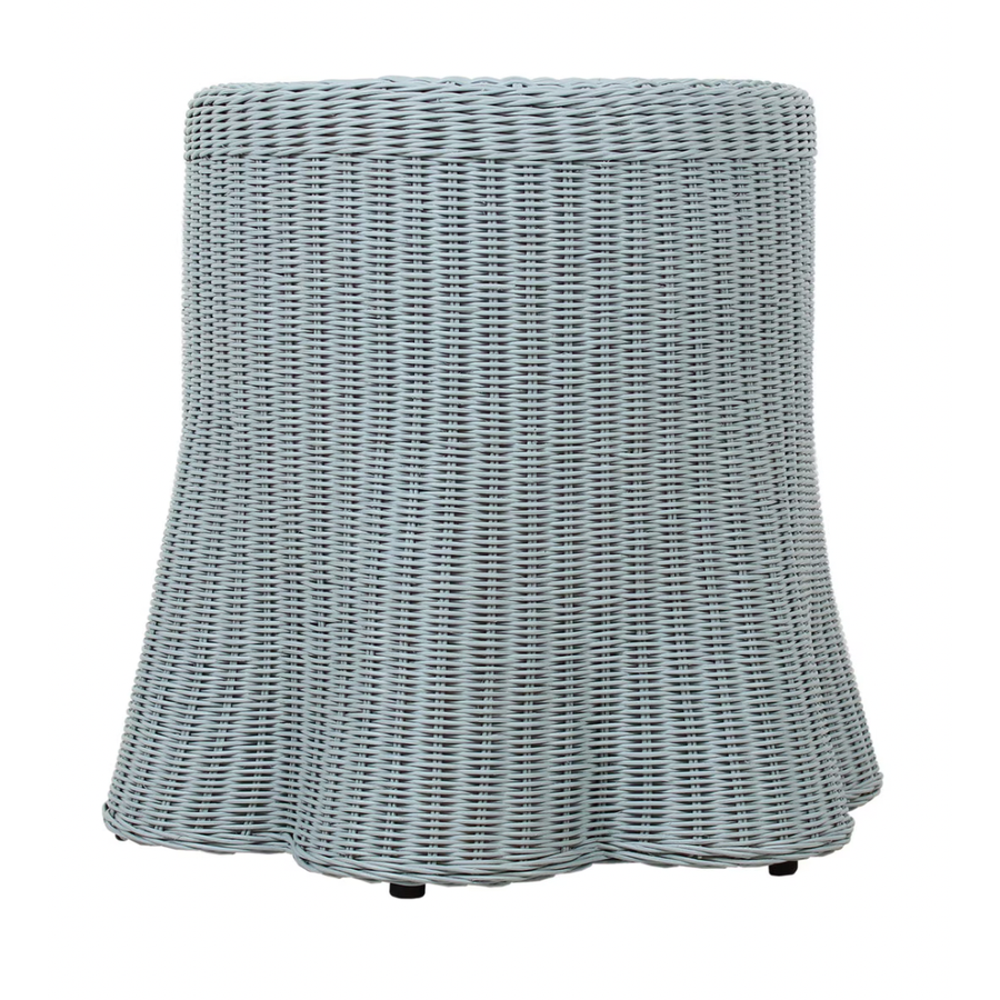 Blue Bonnie Rattan Scalloped Side Table