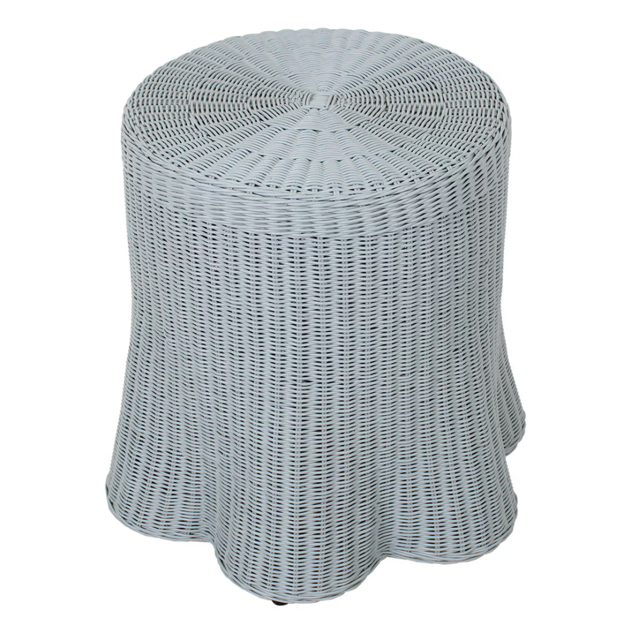 Blue Bonnie Rattan Scalloped Side Table