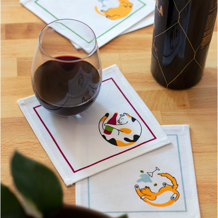 Cats Drinking Cocktail Napkin