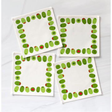 Green Olives Cocktail Napkin Set