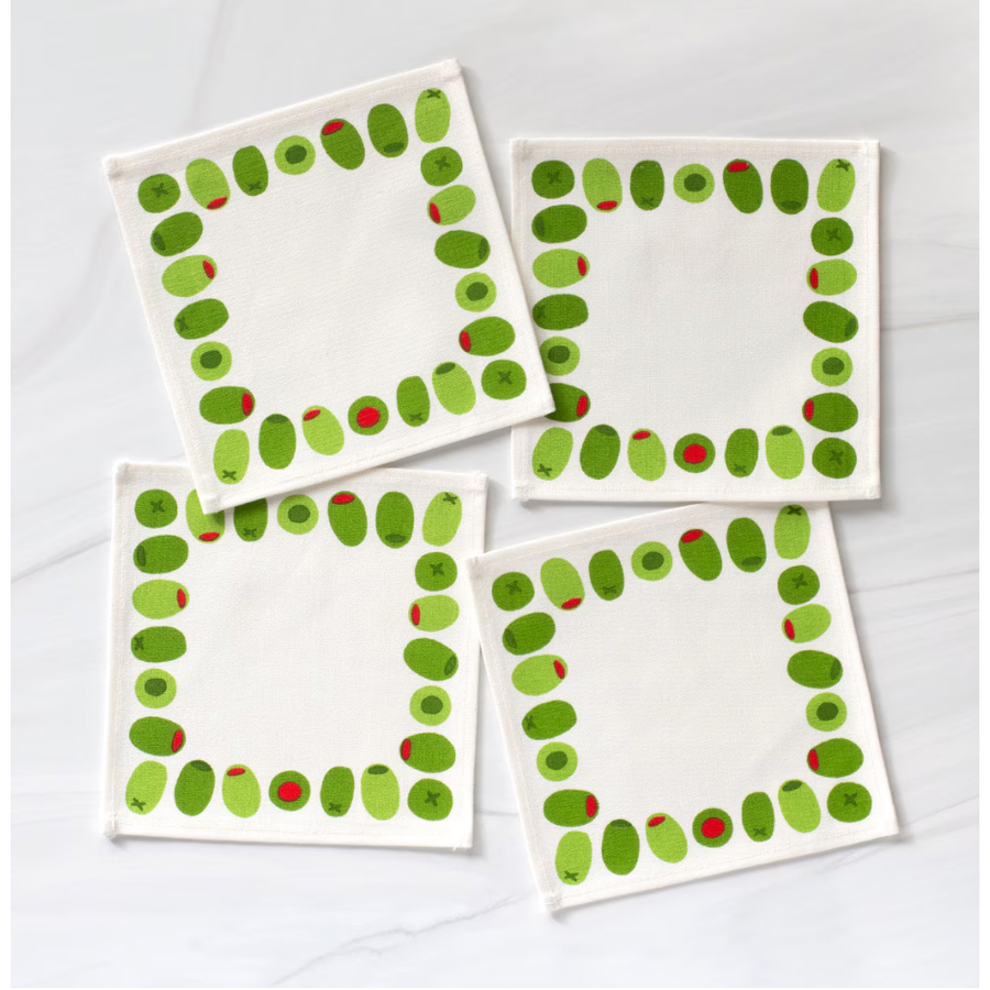 Green Olives Cocktail Napkin Set