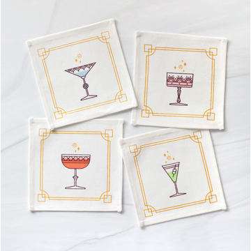 Festive Glassware Cocktail Napkin Set