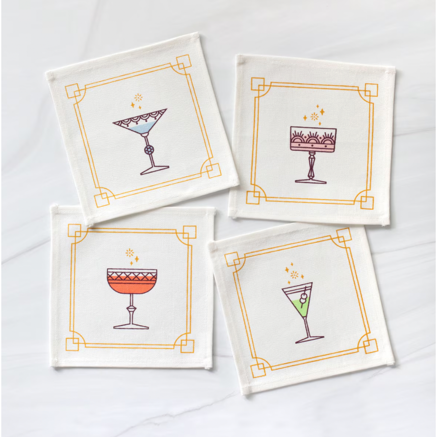Festive Glassware Cocktail Napkin Set
