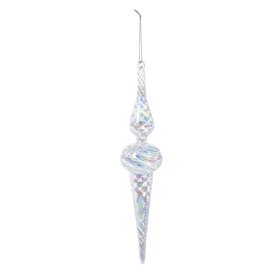 Icy Crystal Swirl Glass Finial Ornament