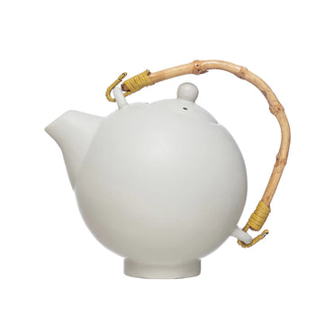 Stoneware Teapot with Bamboo