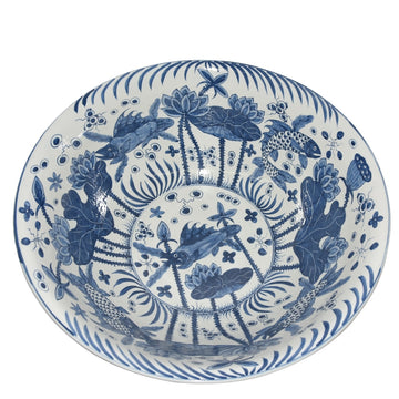 Blue & White Fish Bowl Large