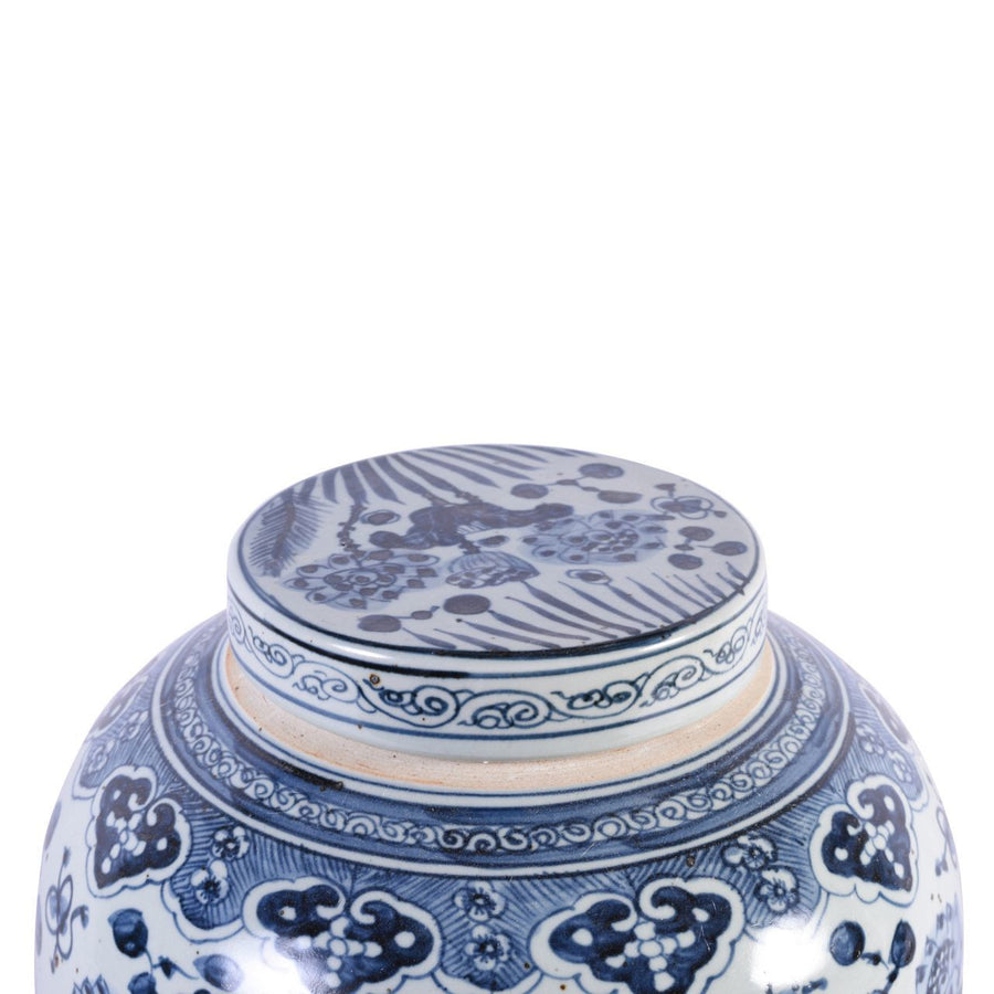 Blue & White Ancestor Lidded Jar Fish Motif