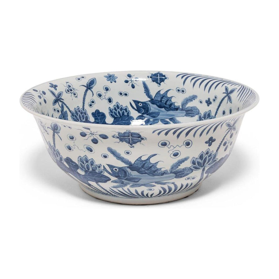 Blue & White Fish Bowl Large