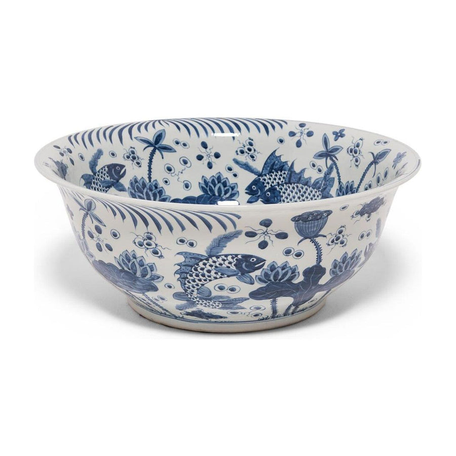 Blue & White Fish Bowl Large