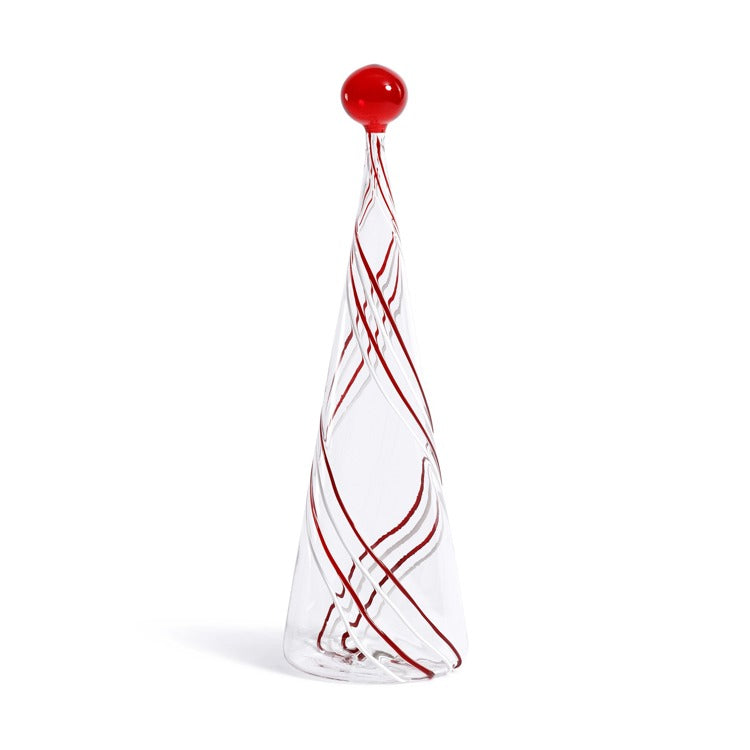 Glass Tree Red & White Swirl