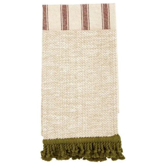 Green Cotton Fringe Towel Set