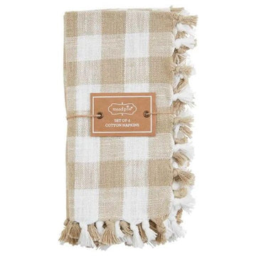 Taupe Gingham Cloth Napkin